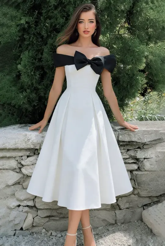 Minimalist Silky Bateau Prom Gown , White Women's Maxi Evening Dress Birthday Dress RS2705