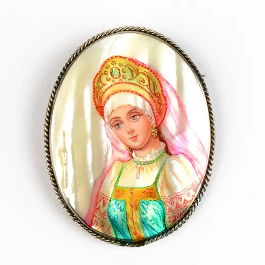 Girl In Russian Folk Dress Brooch