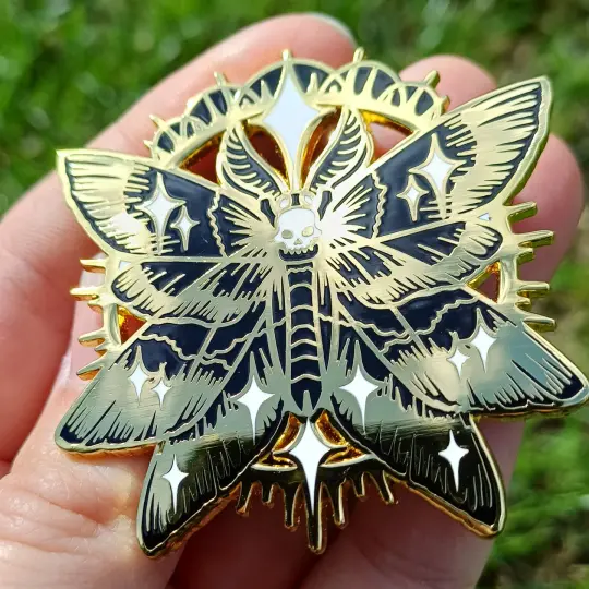 Celestial Moth Gold Enamel Pin