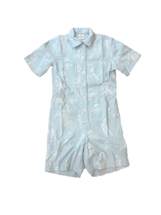 Alta Blue Dancing People Romper | Shortalls | Shorts Jumpsuit