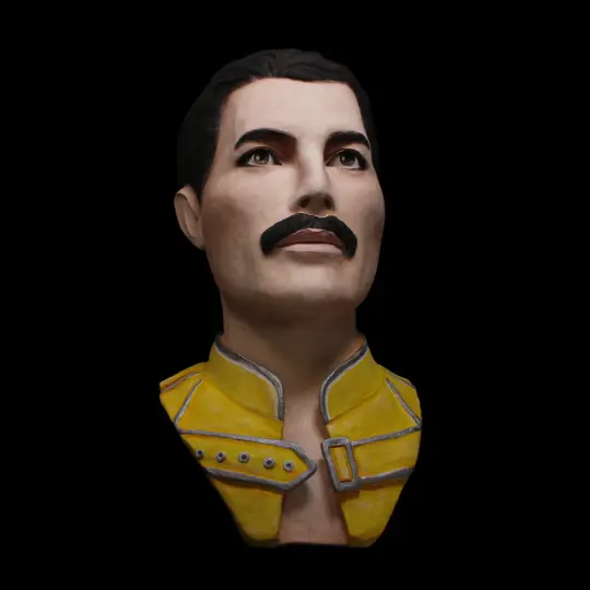 Freddie Mercury - Hand Painted Clay Bust Sculpture