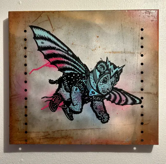 Baby Boy on Salvaged Metal