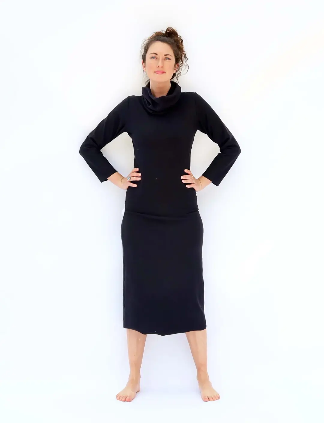 Half Cowl Pencil Below Knee Dress