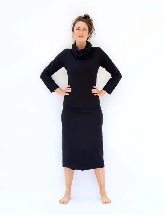 Half Cowl Pencil Below Knee Dress