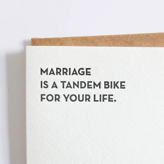 "Marriage is a Tandem Bike" Card