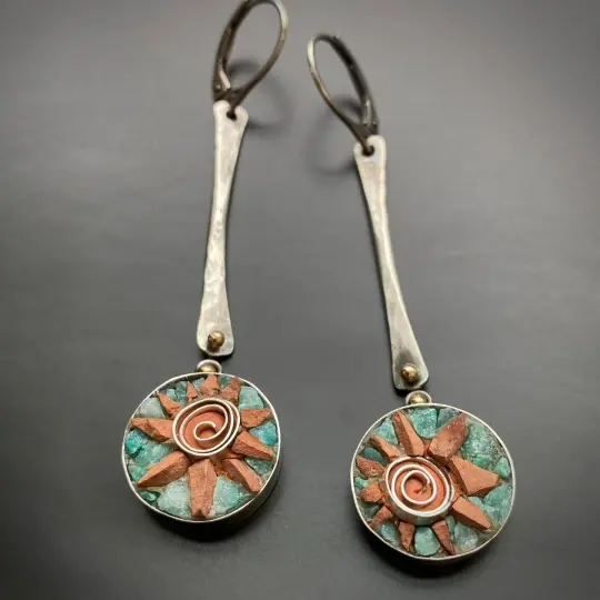 Sun Earrings with Blue Sky