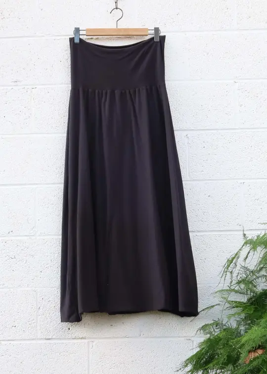 SALE - Ojai Long Skirt / 3XL / Midnight / Stretch Organic Cotton (107)
