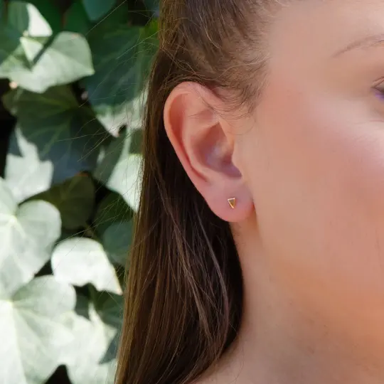 Sterling Silver Triangle Gold Plated Earrings