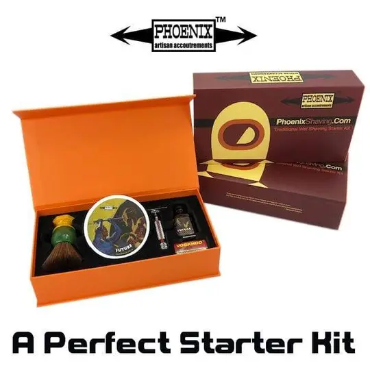 Phoenix Shaving Traditional Shaving Starter Kit | CK-6 Future Fiction & Symmetry Straight Bar Set