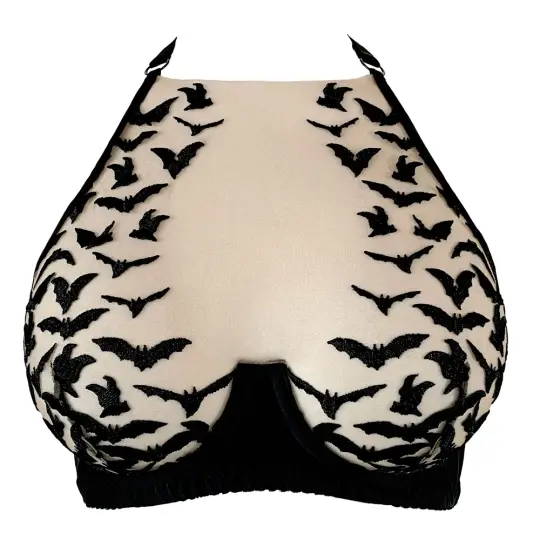 BATS EMBROIDERY HALTER BRA