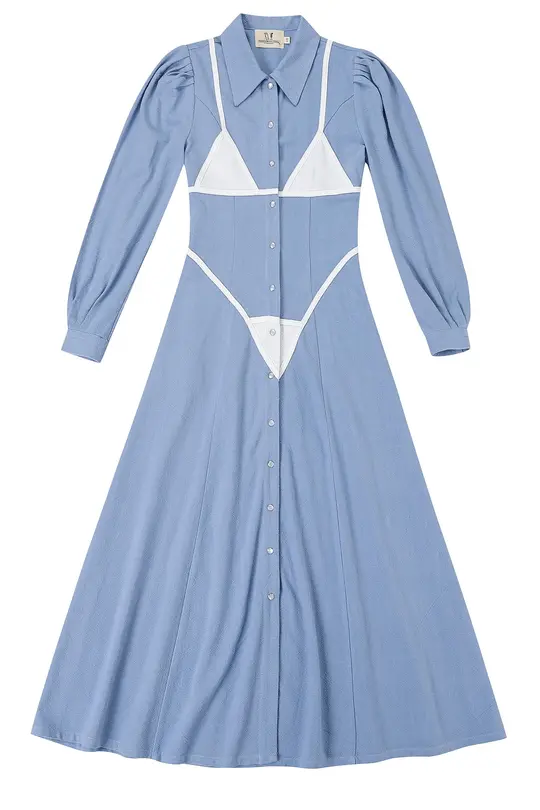 Bikini Bod FLDS Dress Thick Linen Blue