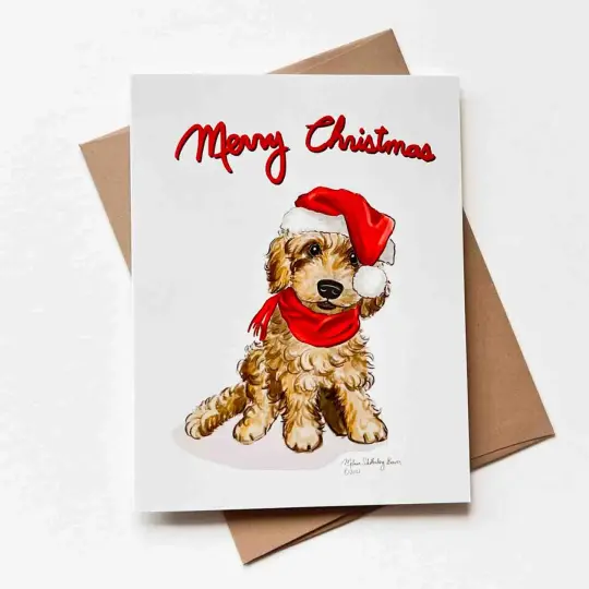 Goldendoodle Christmas Card , Wholesale 6 Pack