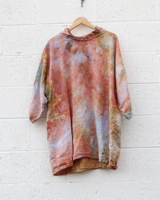 OOAK - Mock Poppy Short Dress / M-XL / Hemp Woven / Ice Dye (454)