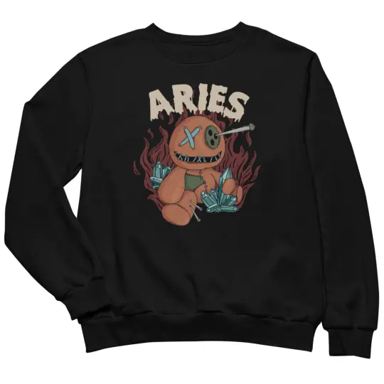 Aries Voodoo Doll Sweatshirt - Gothic Zodiac Sweatshirt
