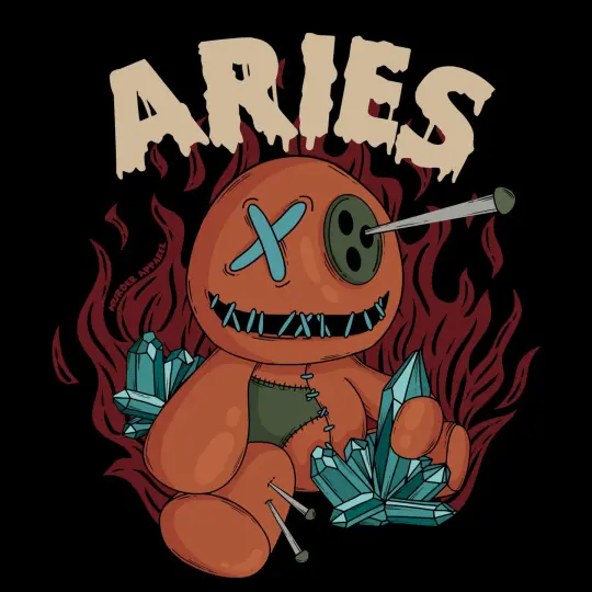 Aries Voodoo Doll T-shirt - Gothic Zodiac Tee