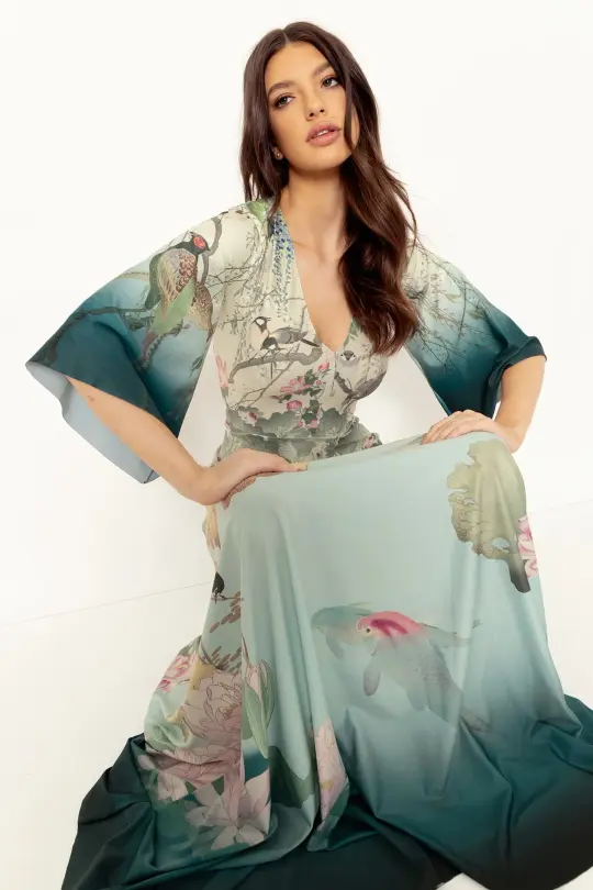 Don't Be Koi Wide Sleeve Maxi Dress