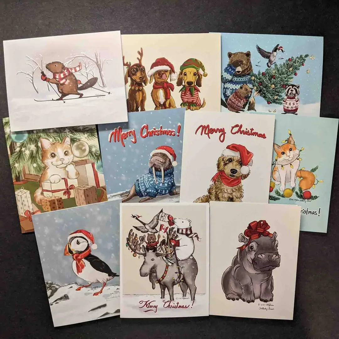 Animal Themed Holiday Card Bundle - Pack of 10 | Save 35%