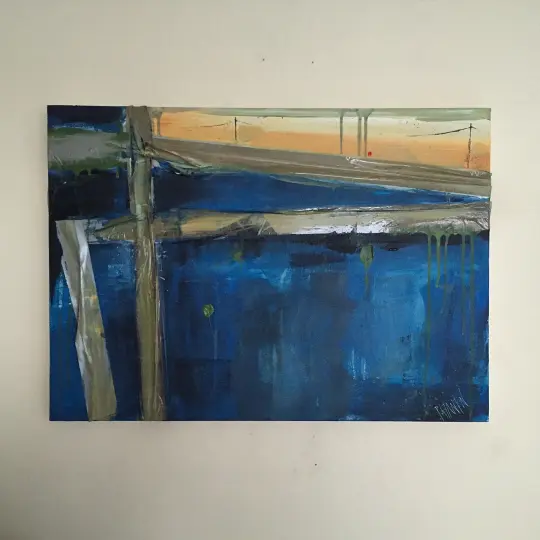 SHELTER #3 - Acrylic on canvas with tape, 60 x 40cms