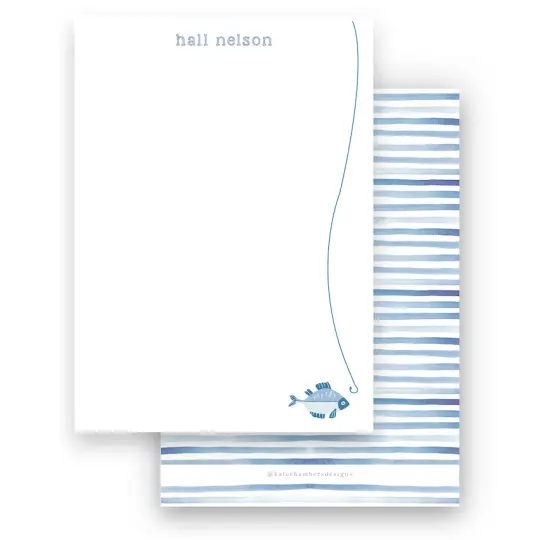 Boy's Blue Fish & Hook Lined Stationery