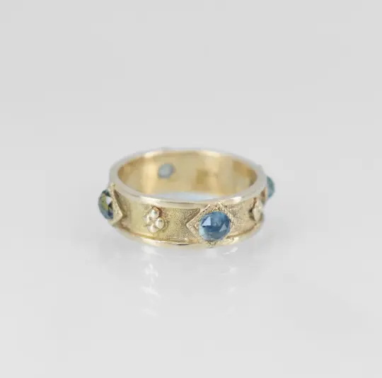 Bastion Ring with Rosecut  Montana Sapphires - Size