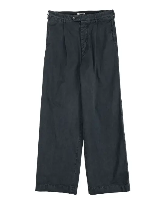 Auralee Garment Dyed Finx Light Chino One-Tuck Wide Pants Black