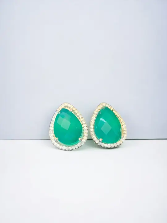 Handmade Emerald teardrop earrings