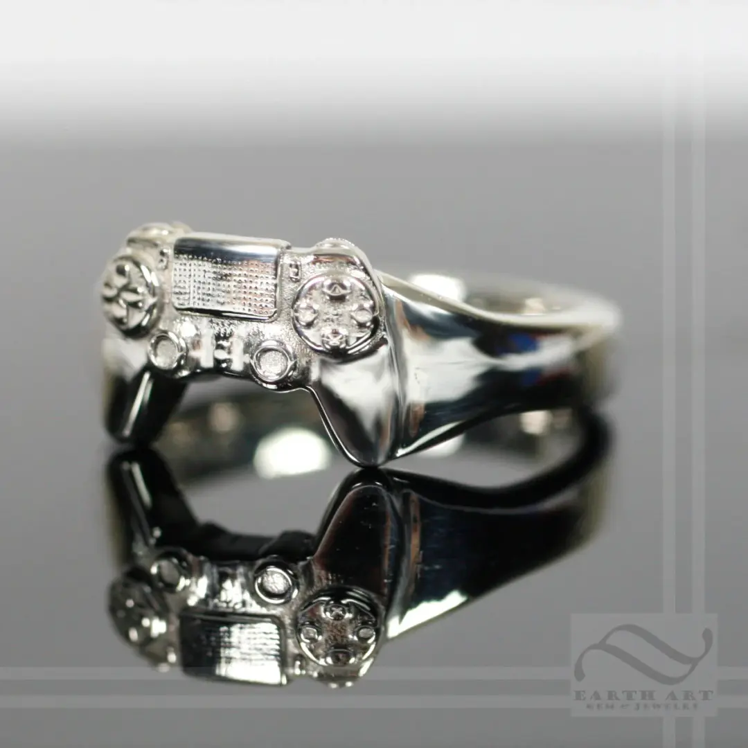 Modern Controller Ring - Sterling Silver - Gamer ring