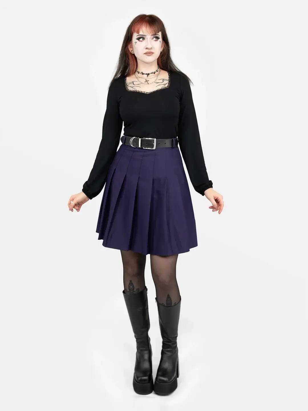 TALL Fioletowa tennis skirt ze szlufkami