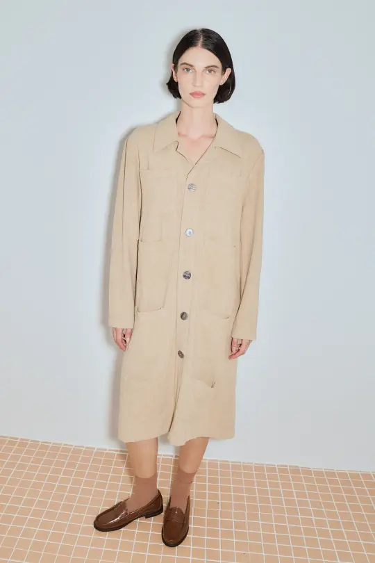 Unisex Thick Linen Too Many Pockets Jacket Khaki