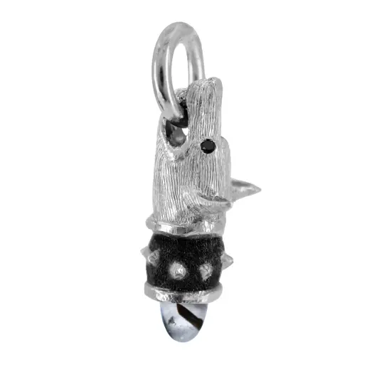 Chopper - Watchful Hound Pendant with Tourmalated Quartz and Black Diamonds