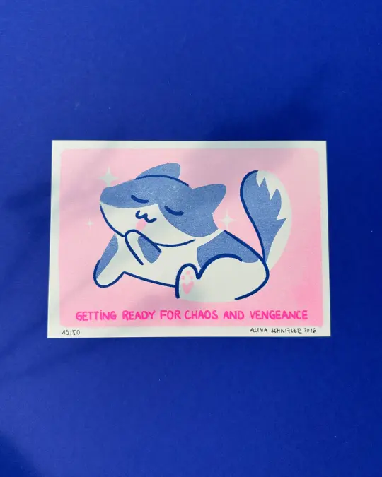 Cat Getting Ready (Riso)
