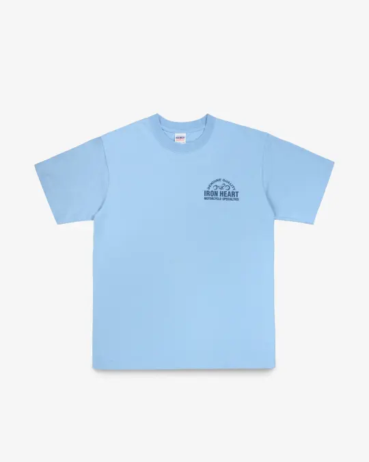 7.5oz Printed Loopwheel Crew Neck T-Shirt - Sax Blue