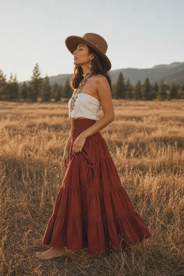 Hana Maxi Pocket Skirt Rust