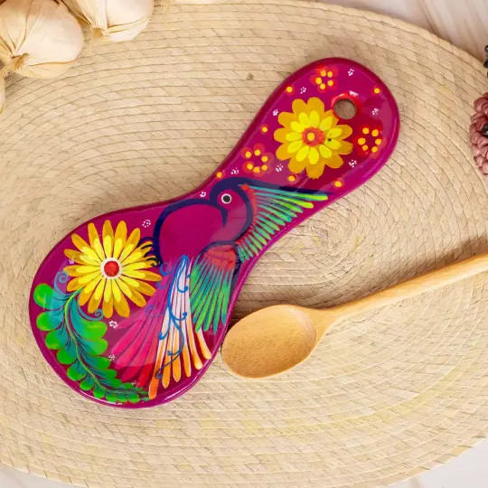 Hand-Painted Xalitla Clay Decorative Spoon Rest