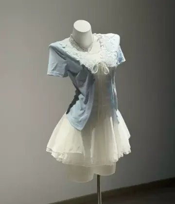Gentle Blue and White Homecoming Dress A-Line Jewel Corset Mini Summer Dress RS682