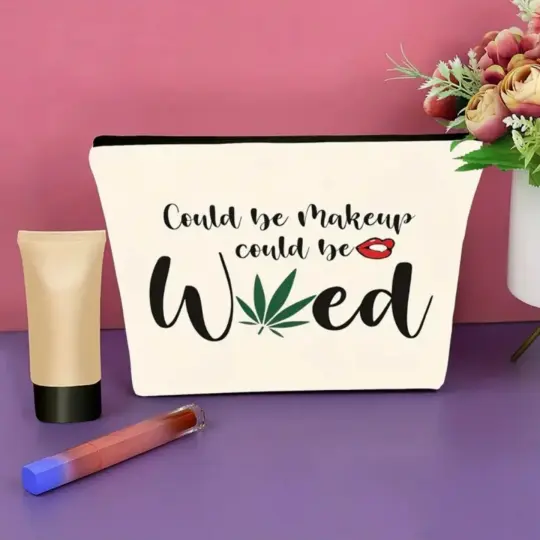 Lock Top Canvas Makeup Bag with Flat Bottom Structure