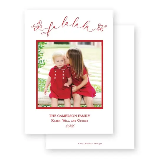 White & Red  "Fa, La, La, La " Holiday Card