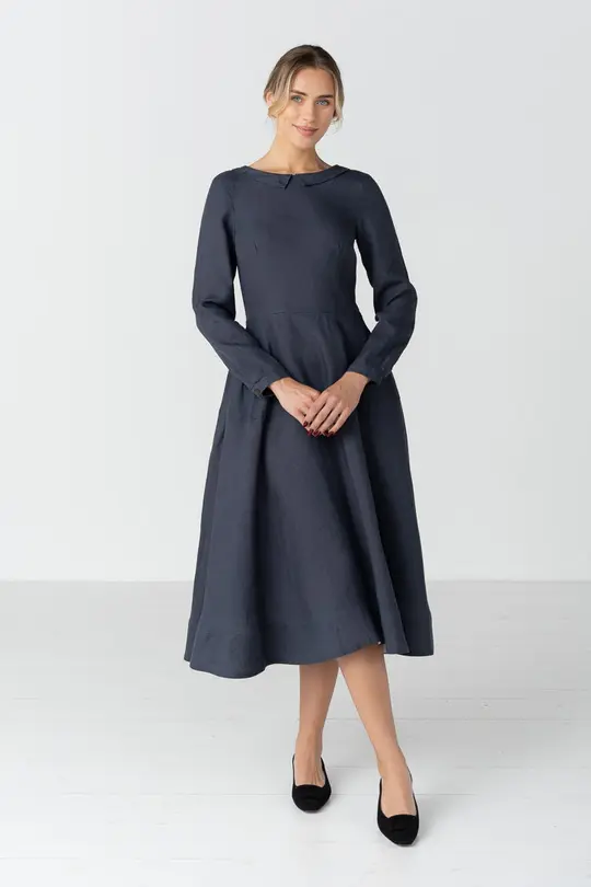 Margot – Open Back Neckline Linen Dress