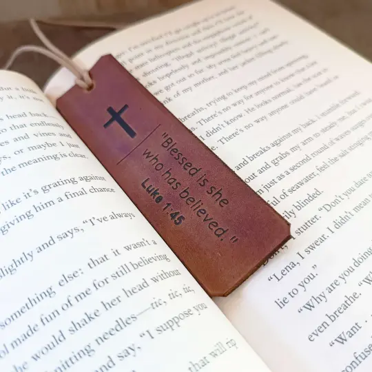 Christian Leather Bookmark | Personalized Bible Verse Gift