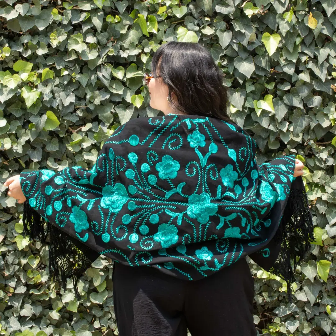 Floral Embroidery Rebozo