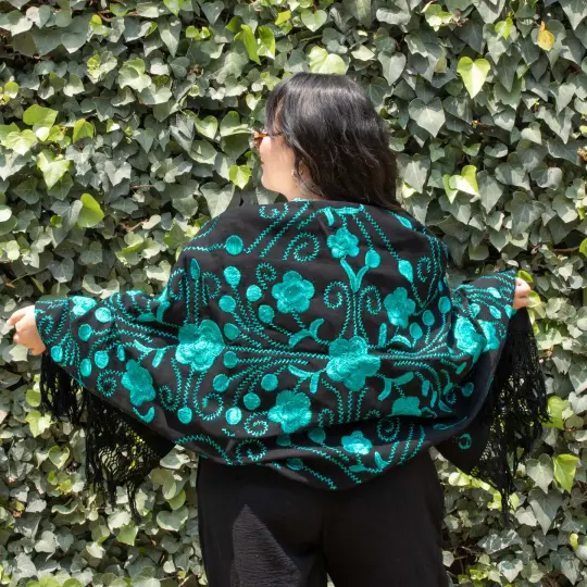 Floral Embroidery Rebozo