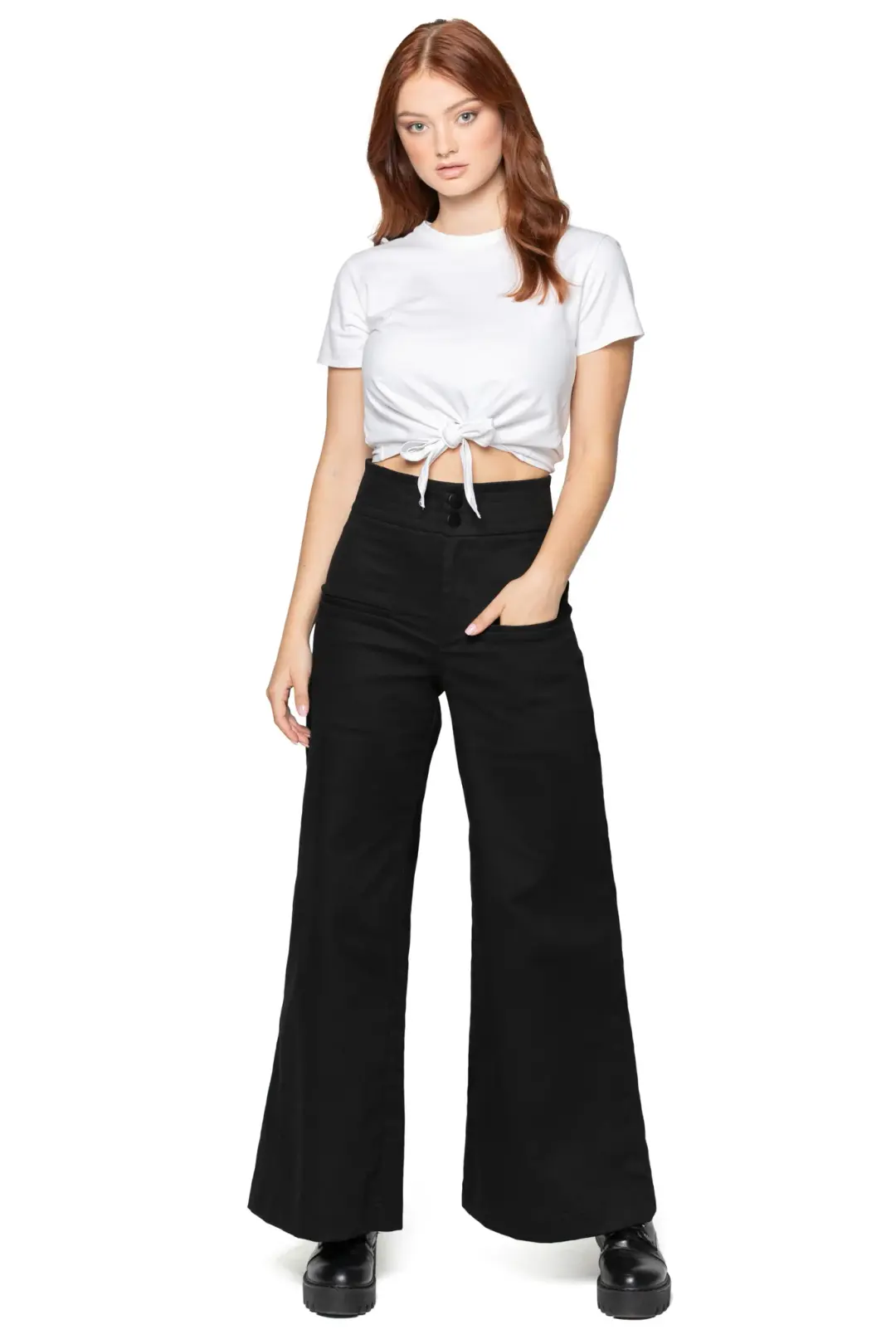 Black Sweeper Wide Leg Pants