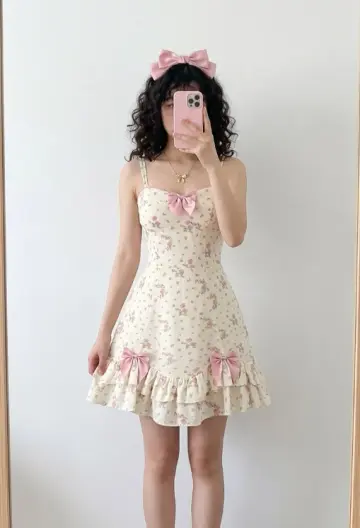 Cute Ivory Floral A-Line Spaghetti Straps Bow-knot Corset Mini Birthday Dress Homecoming Dress RS653