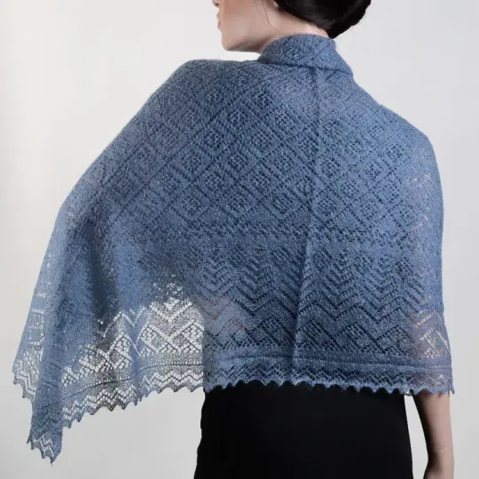 Dusky Blue Orenburg Cashmere  Shawl
