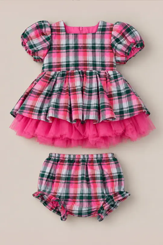 Baby Scottie Dress Set in Vibrant Plaid