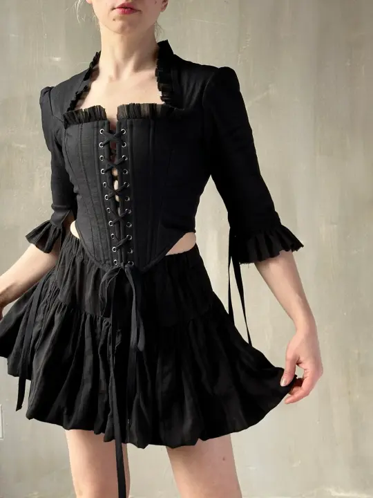 Spring '26: Bubble Skort in Black Jacquarde Stripe (Pre-Order)