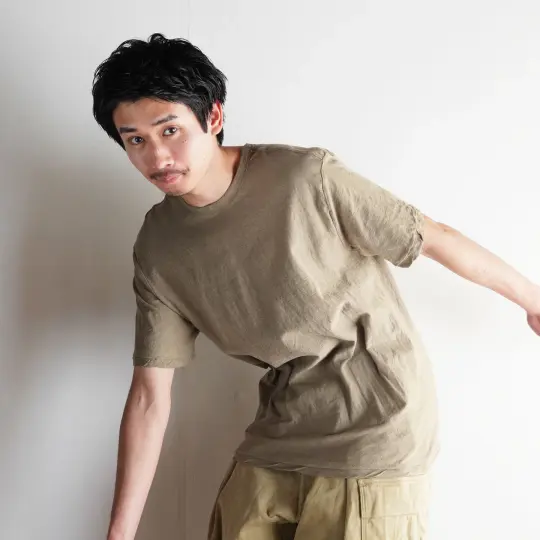 Plain Color Loop Wheel Organic Cotton T-shirts Oitake-iro Short sleeve / Long sleeve