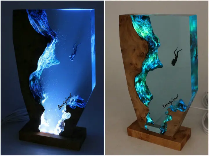 wood resin lamp