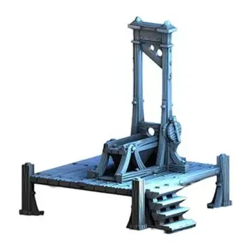 Gallows Yard Pack 28mm 3D printed medieval fantasy town terrain, 3D render, front view