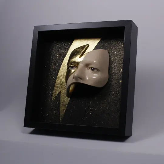 David Bowie 'Eyes' Gold Leaf Flash Painted Ceramic Glazed Sculpture (Pre-Order)
